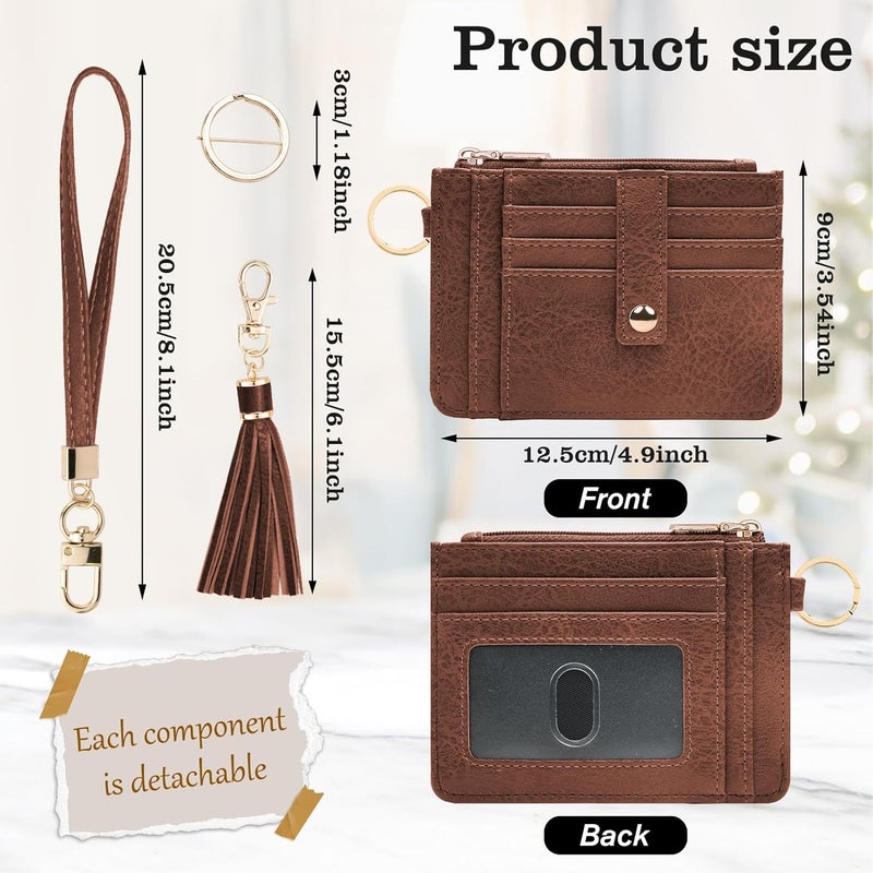 KNGITRYI Small Wristlet Wallets for Women RFID Credit Card Holder Wallet Keychain Wristlet Wallet Credit Card Wallets for Women (Chocolate Brown) - Image 2